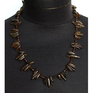 Колье из бронзита, "иголочки"+хрусталь
