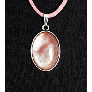 Кулон из халцедона розового, простой овал 25х18мм