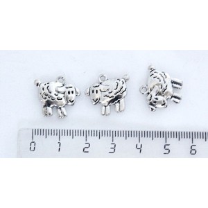 Подвеска "овечка", цвет ант. серебро, 18х16мм