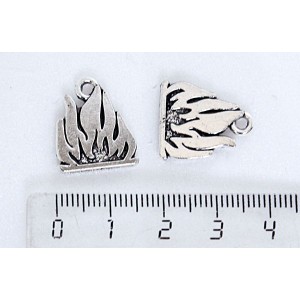 Подвеска "огонь", цвет ант. серебро, 18х15мм