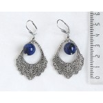 Серьги из лазурита, шарик 10мм, коннектор "корзина цветов"