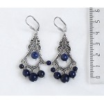 Серьги из лазурита, шарик 4-8мм, коннектор "кленовый лист"