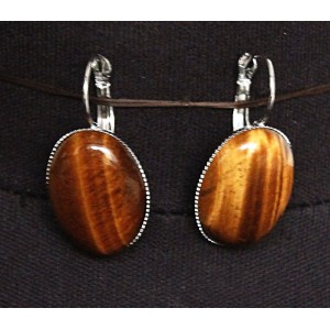 Серьги из тигрового глаза, овал 25х18мм, замок петелька