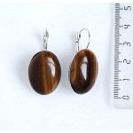 Серьги из тигрового глаза, овал 25х18мм, замок петелька