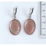 Серьги из халцедона розового, простой овал 25х18мм, швензы посеребрение