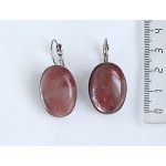 Серьги из халцедона розового, овал 25х18мм, замок петелька