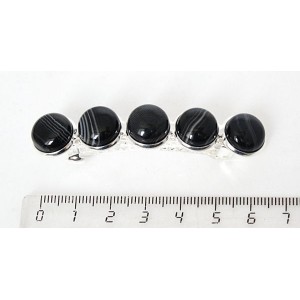 Заколка из агата чёрного 6см, круг 12мм, 5 камней