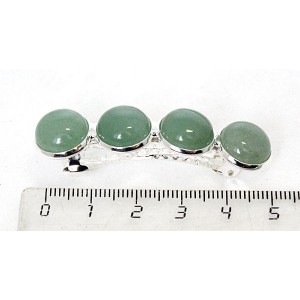 Заколка из авантюрина зелёного 5см, круг 12мм, 4 камня