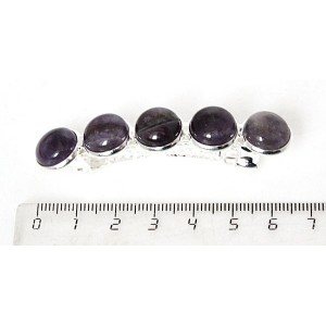 Заколка из аметиста 6см, круг 12мм, 5 камней