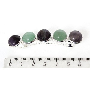 Заколка из аметиста и авантюрина зелёного 6см, круг 12мм, 5 камней