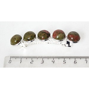 Заколка из унакита 6см, круг 12мм, 5 камней