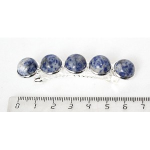 Заколка из лазурита(бело-синий) 6см, круг 12мм, 5 камней