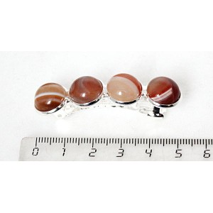 Заколка из сердлолика полосатого 5см, круг 12мм, 4 камня