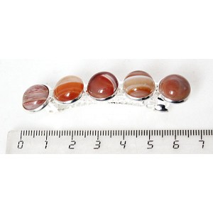 Заколка из сердолика полосатого 6см, круг 12мм, 5 камней