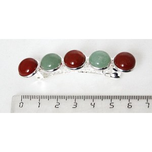 Заколка из яшмы красной и зелёного авантюрина 6см, круг 12мм, 5 камней