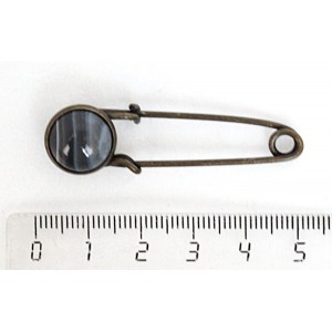 Брошь-булавка с агатом серым, круг 12мм, цвет бронза