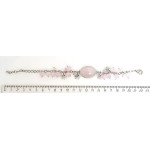 Браслет из кварца розового, овал 25х18мм + шарик, на цепочке