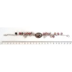 Браслет из родонита, овал 25х18мм + шарик 8мм, на цепочке