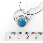 Кольцо с бирюзой (имитация), родиум, цвет темно-голубой "греческое"