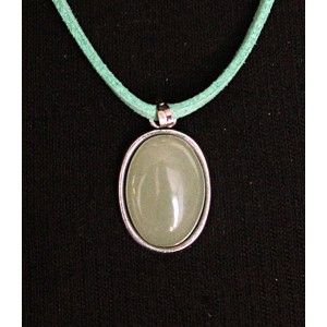 Кулон из авантюрина зеленого, простой овал 18х13мм