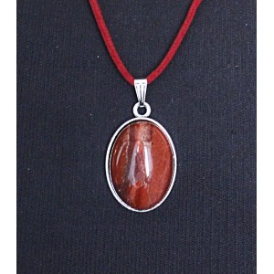 Кулон из яшмы красно-коричневой, простой овал 25х18мм