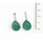 Серьги из агата зеленого (тонировка), капелька 18х13мм, замок петелька