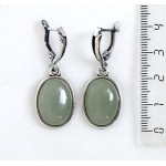 Серьги из авантюрина зеленого, простой овал 18х13мм, швензы посеребрение