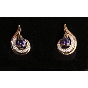 Серьги из аметиста (синт.) "капля росы"