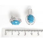 Cерьги из бирюзы (имитация), родиум, цвет темно-голубой "греческие"