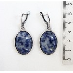 Серьги из лазурита (бело-синий), простой овал 25х18мм, швензы посеребрение
