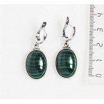 Серьги из малахита, простой овал 18х13мм, швензы посеребрение
