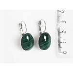Серьги из малахита, овал 18х13мм, замок петелька