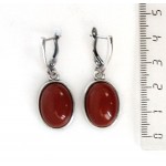 Серьги из яшмы красной, простой овал 18х13мм, швензы посеребрение