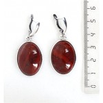 Серьги из яшмы красно-коричневой, простой овал 25х18мм, швензы посеребрение