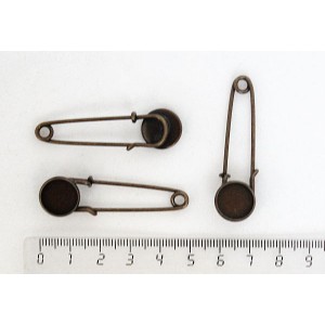 Основа для броши-булавки, сеттинг круг 12мм, цвет бронза