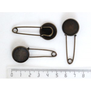 Основа для броши-булавки, сеттинг круг 18мм, цвет бронза