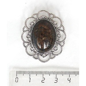 Брошь с бронзитом "ромашка", овал 25х18мм