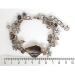 Браслет из агата серого, камень огранка+галтовка на цепочке