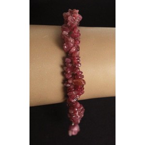 Браслет из турмалина розового, галтовка, жгут 2 нити, на застежке