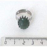 Кольцо с авантюрином зеленым, овал 18х13мм, безразмерное