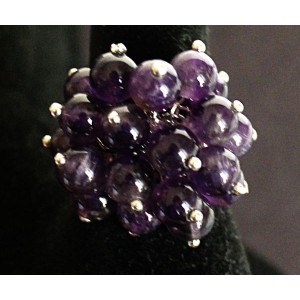 Кольцо с аметистом "гроздь" безразмерное