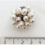 Кольцо с жемчугом белым "гроздь" безразмерное