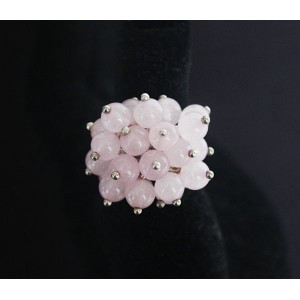 Кольцо с кварцем розовым "гроздь", безразмерное