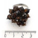 Кольцо с тигровым глазом "гроздь" безразмерное