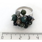 Кольцо с яшмой зеленой "гроздь" безразмерное