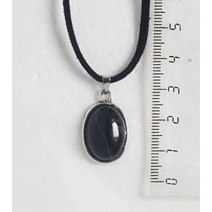 Кулон из агата черного, простой овал 18х13мм