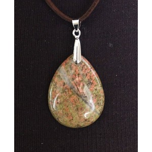 Кулон из унакита, капелька 40х30мм