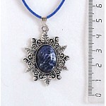 Кулон из содалита, овал 18х13мм, оправа "папоротник"