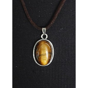 Кулон из тигрового глаза, простой овал 18х13мм, гладкий