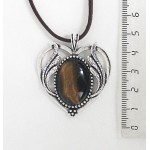 Кулон из тигрового глаза, овал 25х18мм, оправа "сердце с крыльями"